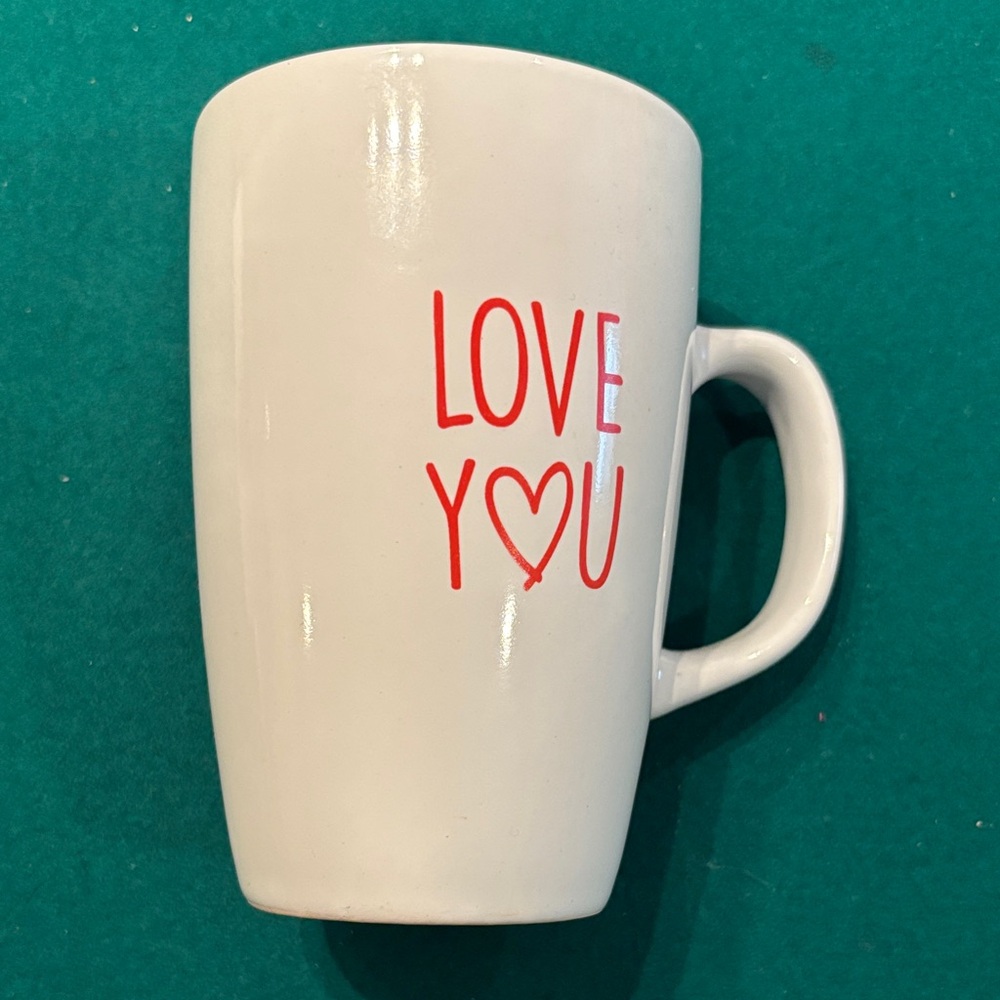 Charming White Mug with Red 'Love You' Design
